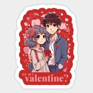 Be My Valentine Cute Couple 2 Sticker